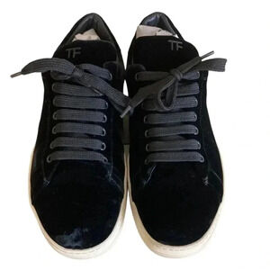 Tom Ford Warwick Black Suede Velvet Sneakers size 40